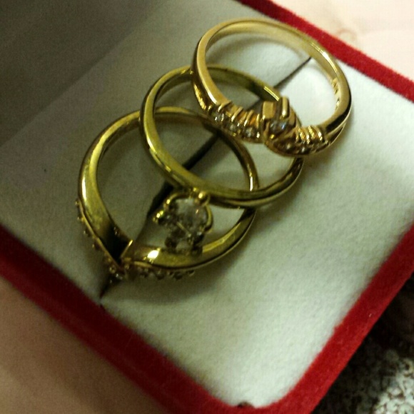 Three piece Faux Gold Ring Set - Picture 2 of 2